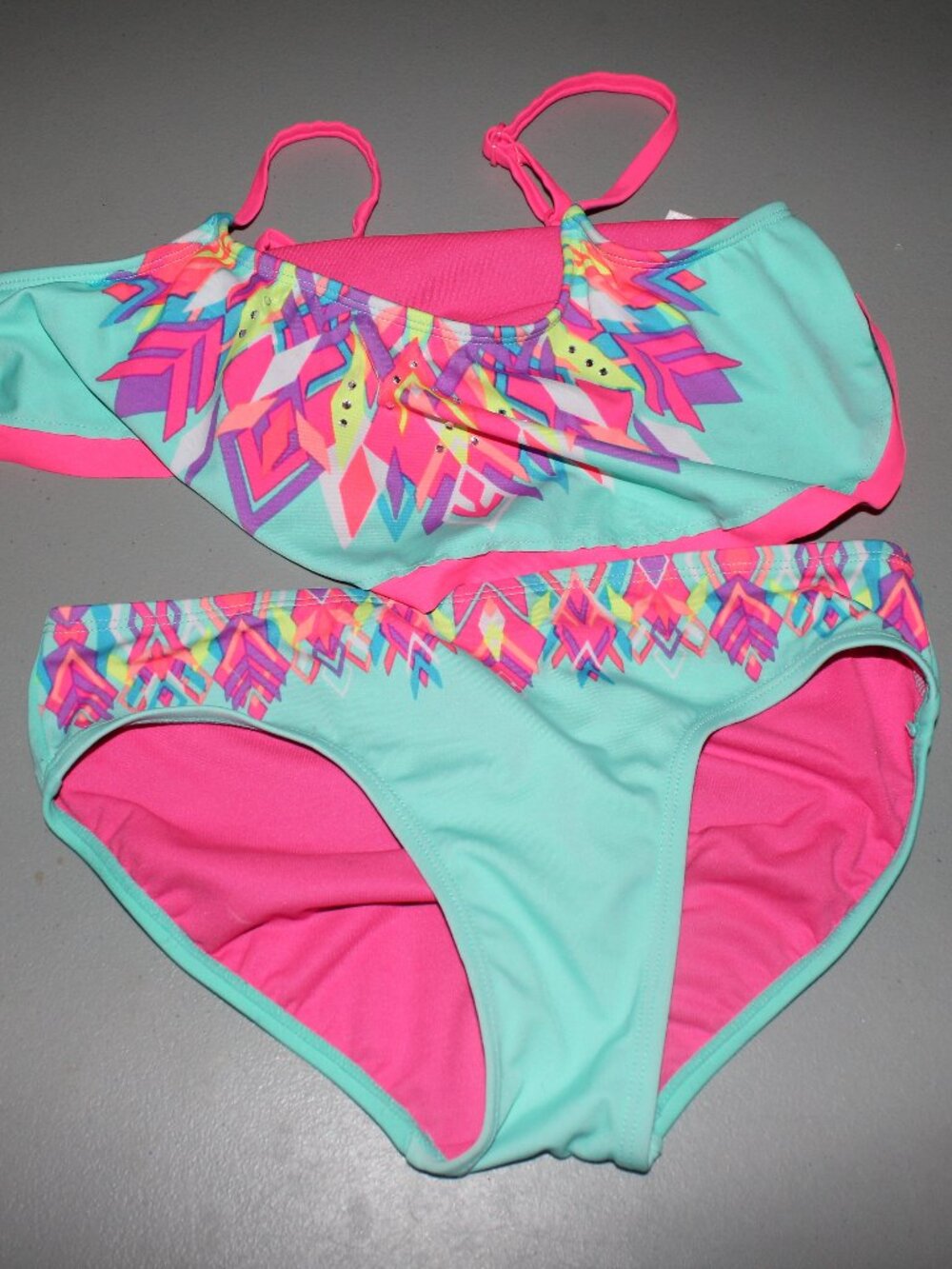 Multi Color 2 Pcs Justice Bikini Swimsuit Size 14